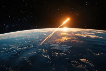 Meteor Shining as It Descends into Earths Atmosphere