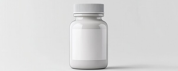 Blank container for supplements and medications, showcasing a minimalist design on a clean background.