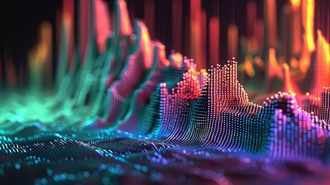 Digital analytics 3d graph with columns color depth music equalizer abstract colorful. Generative AI.