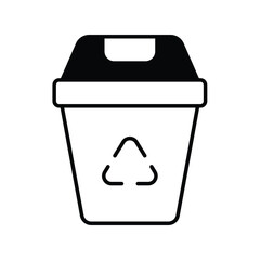 recycle bin glyph icon with white background vector stock illustration