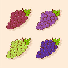 Bunch Of Grapes Different Varieties Illustration
