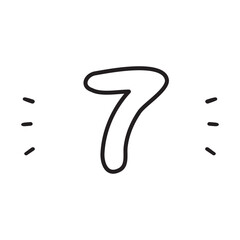 Number seven. Outline vector icon. Illustration on white background. black color.