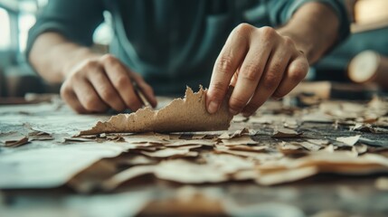 Unraveling the Past: A Detective Carefully Examines a Fragile, Torn Letter, Piece by Piece.