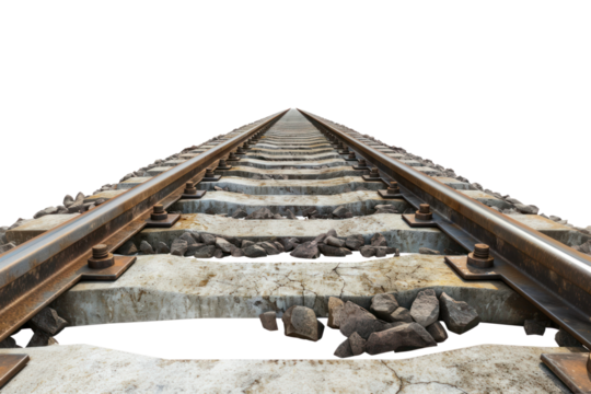 PNG Rustic railway tracks extending infinitely