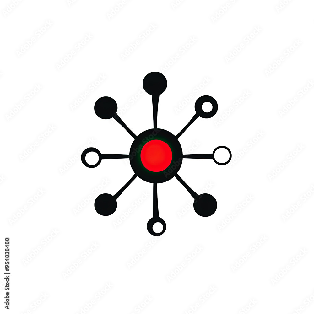 Poster graphic representation of a network node symbolizing connections, innovation, and technology with a 