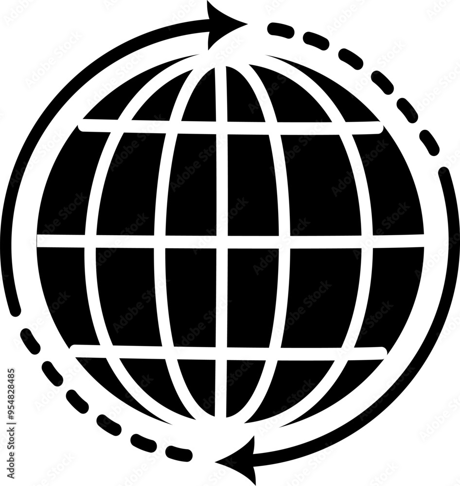 Poster globe with arrows around icon. world wide shipping symbol. replaceable vector design.