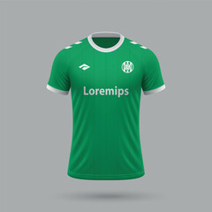 3d realistic soccer jersey in Saint-Etienne style, football shirt template 2024