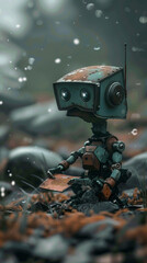 Fototapeta premium Small, cute robot playing