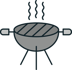 Barbecue grill smoking and ready for grilling meat for camping trip