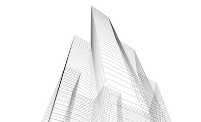 Fototapeta premium Architectural building vector 3d illustration on white background