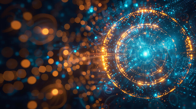 Abstract futuristic digital mandala fractual technology background concept