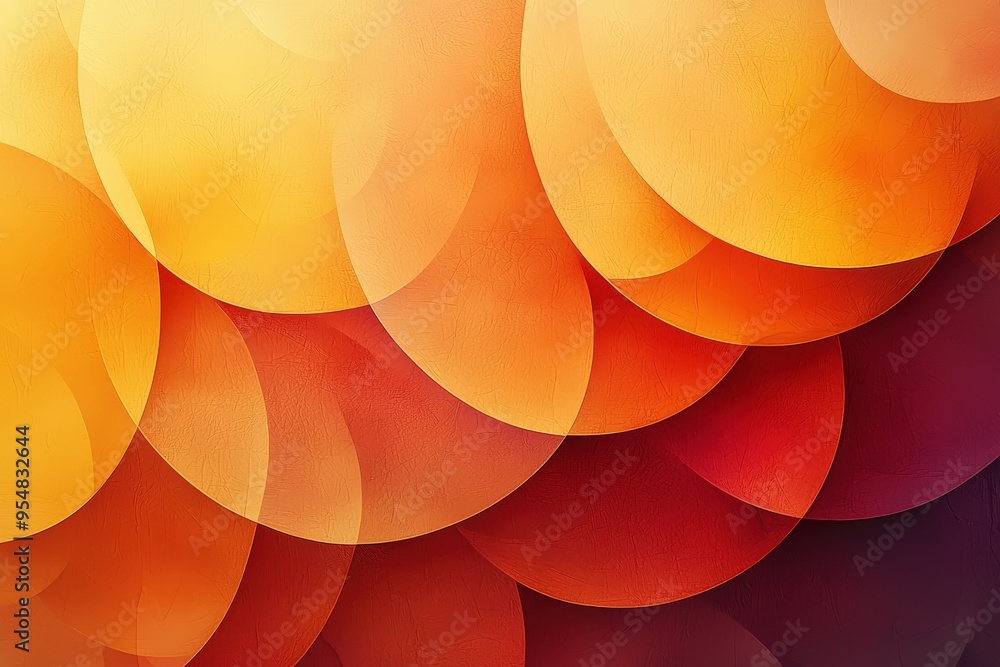 Leinwandbilder Warm circular patterns in various shades of orange and red blend together to form a vibrant abstract design, perfect for backgrounds or artistic projects