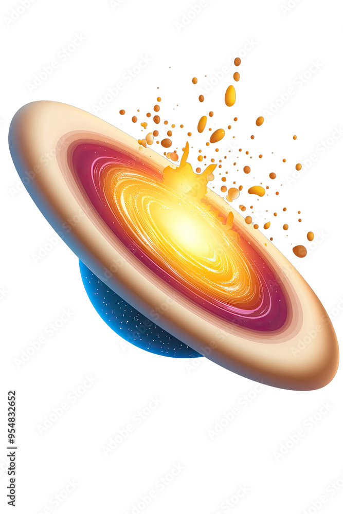 Poster a captivating illustration of an exploding galaxy, showcasing vibrant colors and dynamic energy in a