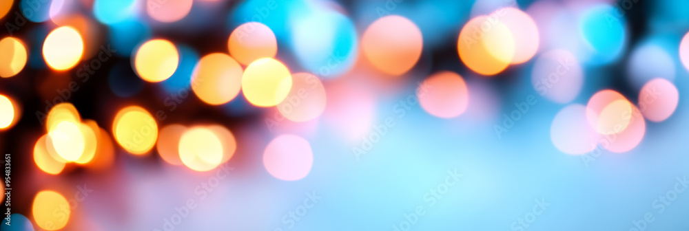 Poster abstract background with delicate pastel blur bokeh lights softly fading into a misty serene haze