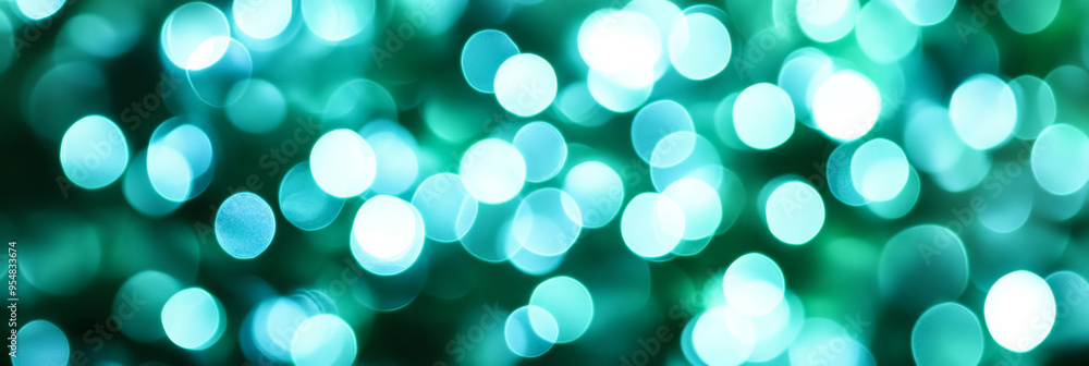 Poster abstract background with gentle blue and green blur bokeh lights softly diffused for a calm soothing