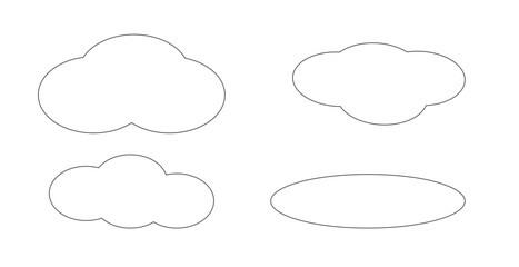 Fototapeta premium Clouds set a black outline on a transparent background
