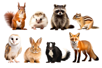 PNG Animals in Autumn element set, transparent background
