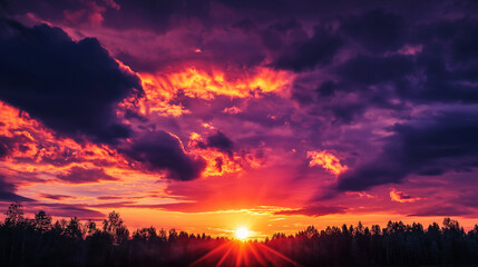 sunset with vibrant orange and purple hues in the sky