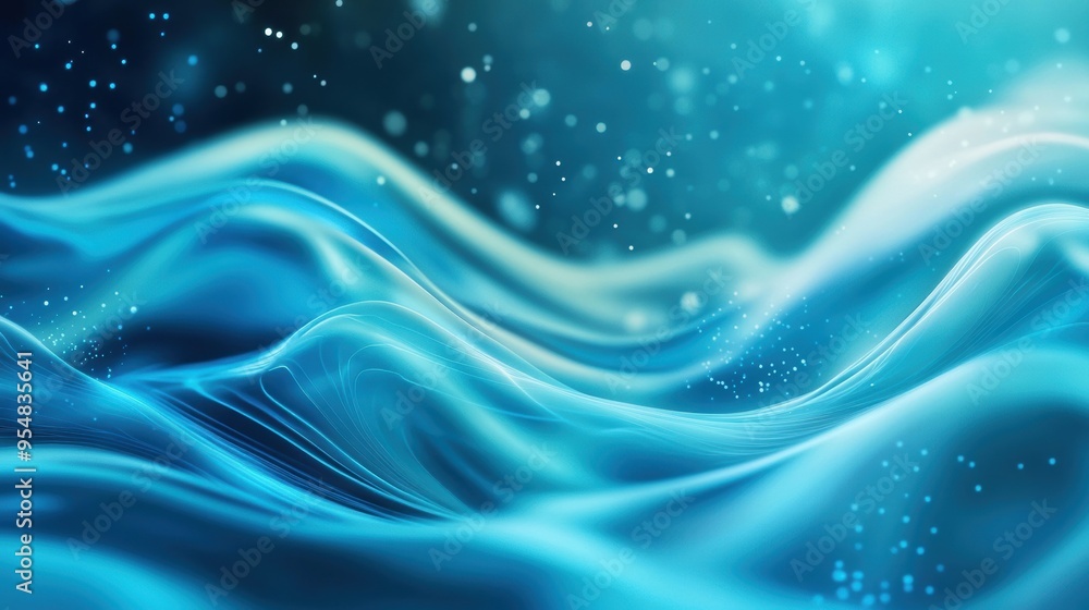 Poster 2d animation of abstract waves and particles, harmonically paced to provide a flowing and elegant ba