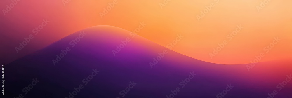 Poster sunset gradient banner background in soft hues of orange and purple, creating a tranquil atmosphere with smooth calming colors