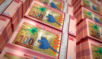 Obraz premium Bolivia Boliviano money banknotes print 3d illustration