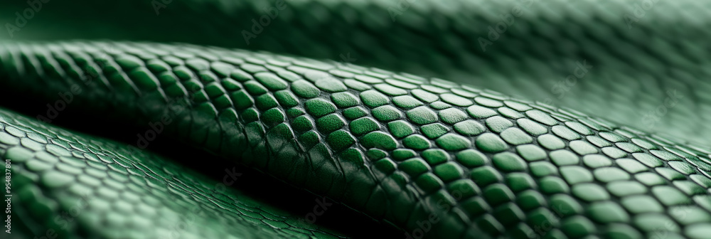 Poster closeup of snake leather texture in dark green fine scales with subtle shine and intricate pattern