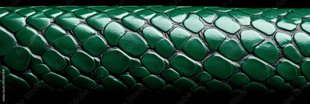 Poster closeup of snake leather texture in dark green fine scales with subtle shine and intricate pattern