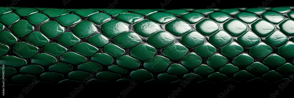 Poster closeup of snake leather texture in dark green fine scales with subtle shine and intricate pattern