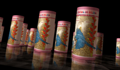 Bolivia Boliviano money banknotes rolled 3d illustration
