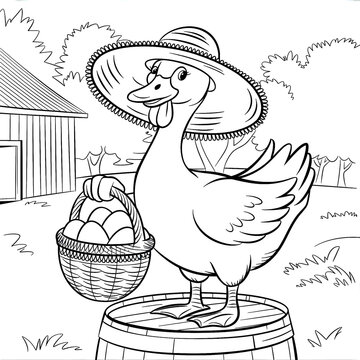 goose wearing hat holding basket clip art preview