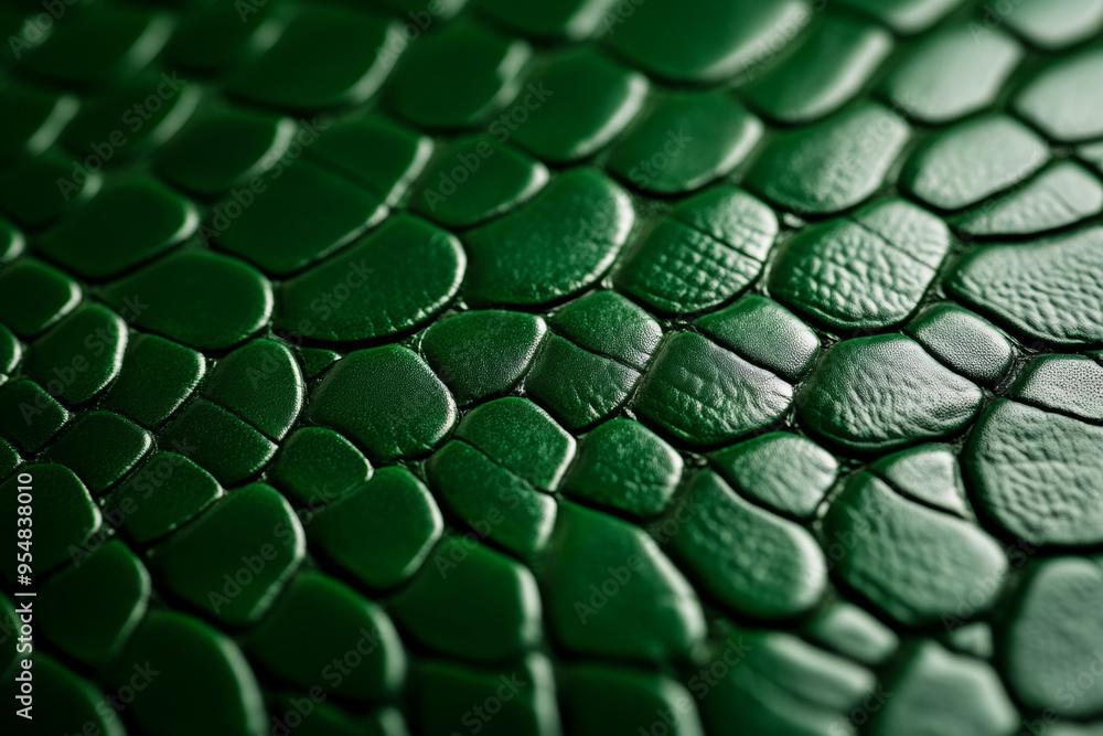 Poster closeup of snake leather texture in dark green fine scales with subtle shine and intricate pattern