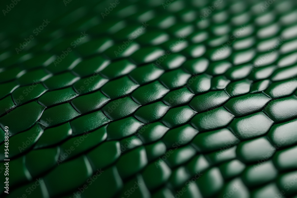 Poster closeup of snake leather texture in dark green fine scales with subtle shine and intricate pattern
