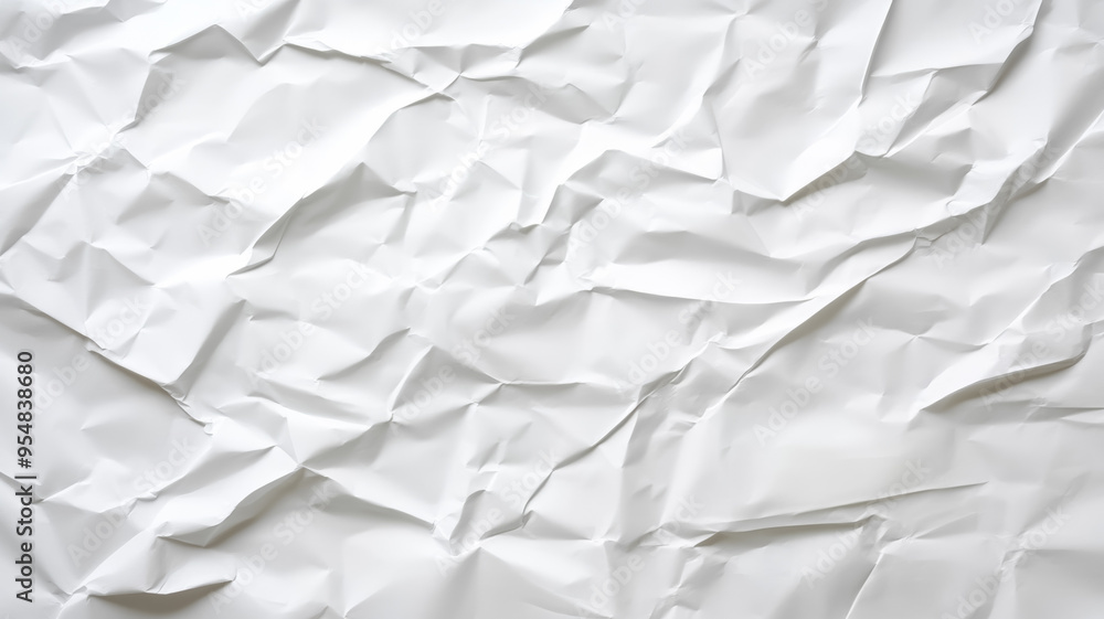 Poster crumpled white notebook paper background with deep creases and visible folds simple and rugged