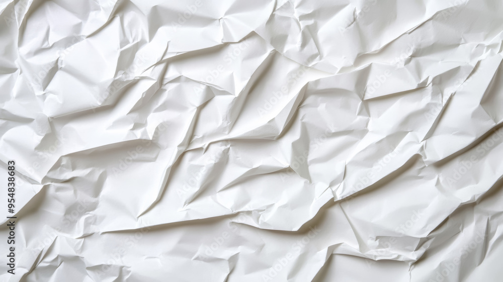 Poster crumpled white notebook paper background with deep creases and visible folds simple and rugged