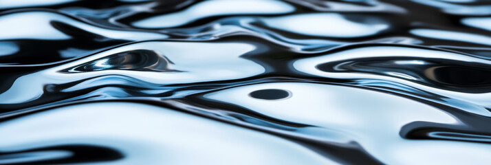 Detailed view of glossy nail polish texture in metallic silver reflective surface with visible ridges 