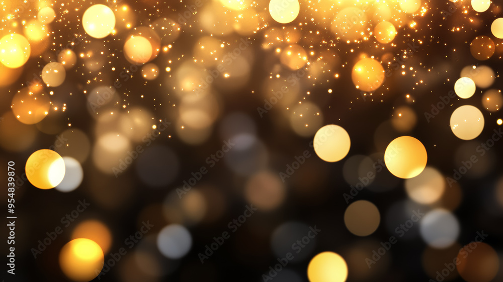 Poster dreamy abstract background with soft golden blur bokeh lights glowing faintly against a dark gradien