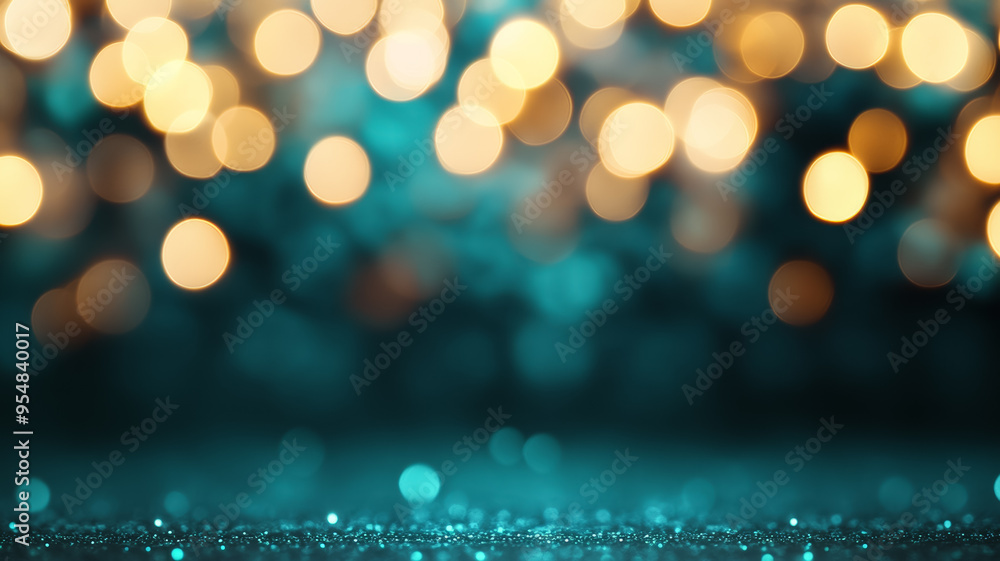 Poster dreamy abstract background with soft golden blur bokeh lights glowing faintly against a dark gradien