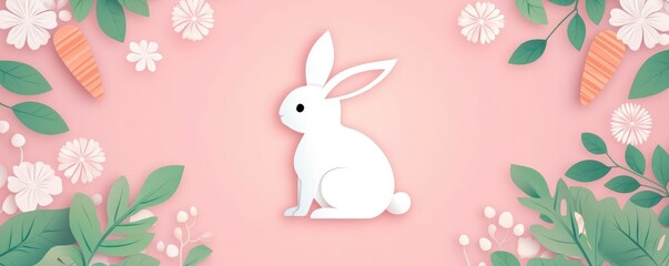 Back view of the Easter rabbit silhouette with striped carrots.