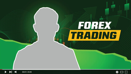 Creative YouTube thumbnail and social media cover design, Forex Trading agency live video streaming for business promotion on abstract colorful shapes and white background