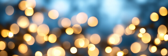 Obraz premium Dreamy abstract background with warm golden blur bokeh lights softly glowing and gently overlapping 
