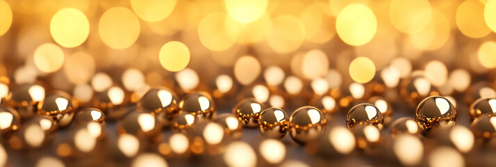 Dreamy abstract background with warm golden blur bokeh lights softly glowing and gently overlapping 