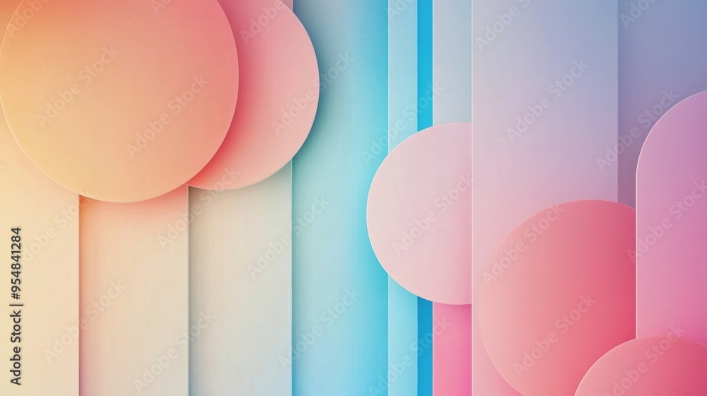 Poster a flat animation of interconnected geometric shapes in soft gradients, constantly morphing and shift