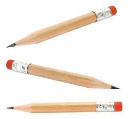 Set of Short Pencils, isolated on transparent background, school and office supplies concept