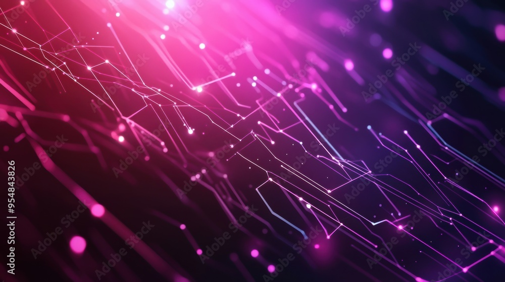 Poster a seamless 2d animation of glowing particles forming intricate geometric patterns, with a subtle gra