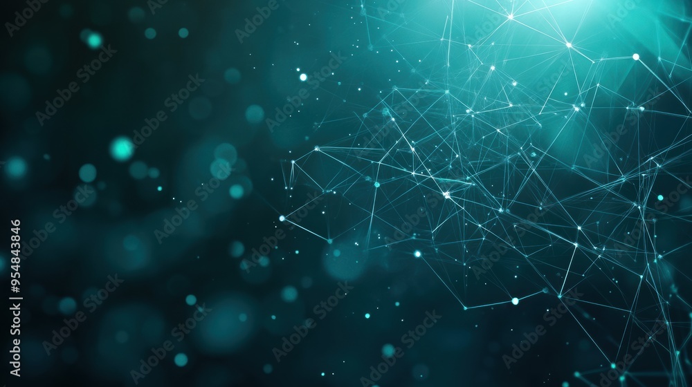 Poster a seamless 2d animation of glowing particles forming intricate geometric patterns, with a subtle gra