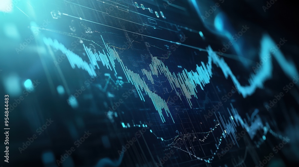 Poster animated 3d background featuring layers of transparent financial graphs and data visualizations, mov