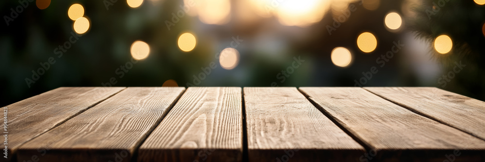Poster light wooden table with a neutral softly blurred bokeh background creating a serene minimalist look