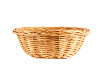 Empty wicker basket isolated no background cutout