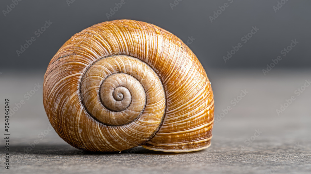 Poster macro of a snail shell surface with unique ridges and earthy tones