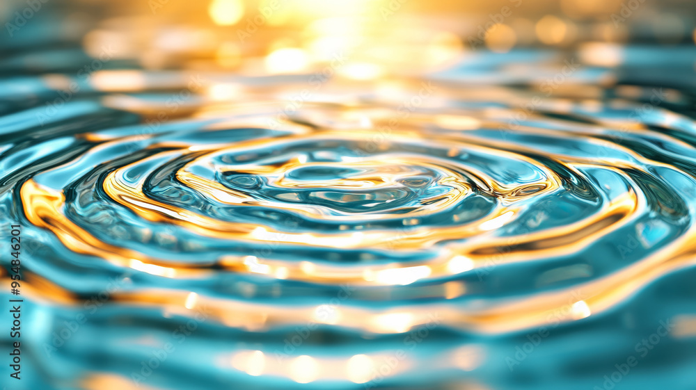 Poster macro of ripples in water with light reflections resembling abstract patterns